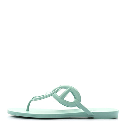 Hermes Rubber Womens Egerie Sandals 39 Vert Embrun 1 of 9