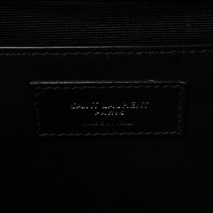 Saint Laurent Grain De Poudre Textured Mixed Matelasse Triquilt Medium Monogram Monochrome Satchel Black 6 of 10