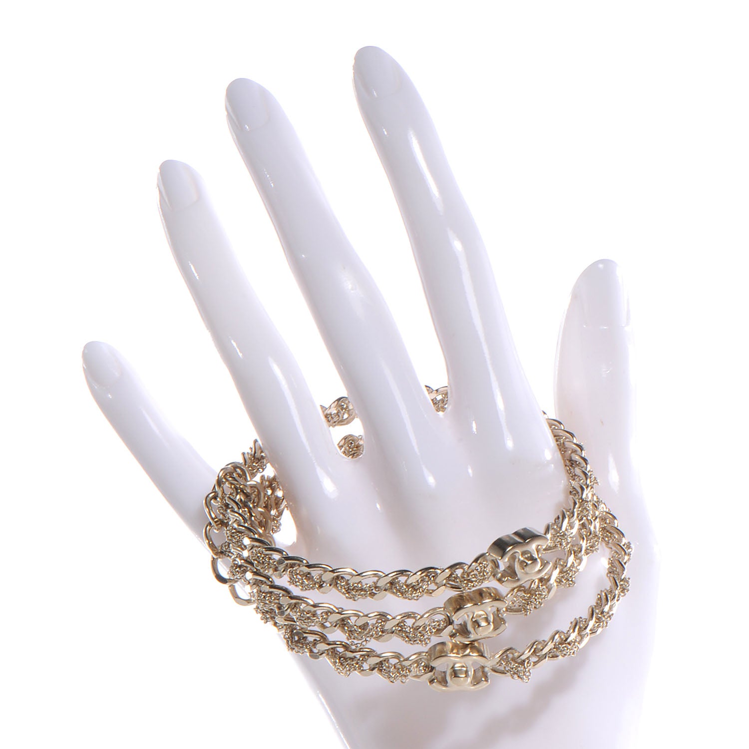 Chanel Chain Bangle Set of 3 Light Gold Medium 2 of 6