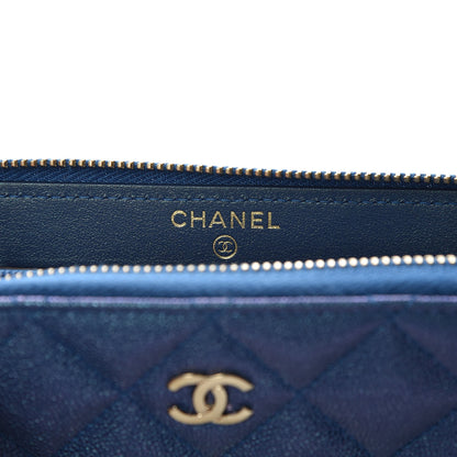 Chanel Iridescent Caviar Quilted Medium Zip Around Wallet Dark Blue 6 of 11