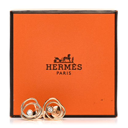 Hermes 18K Rose Gold Diamond TPM Vertige Coeur Earrings 5 of 5