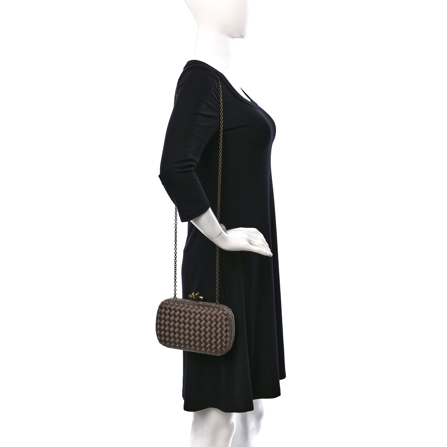 Bottega Veneta Satin Intreccio Impero Ayers Knot Clutch Taupe 2 of 9