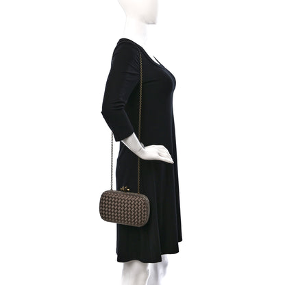 Bottega Veneta Satin Intreccio Impero Ayers Knot Clutch Taupe 2 of 9