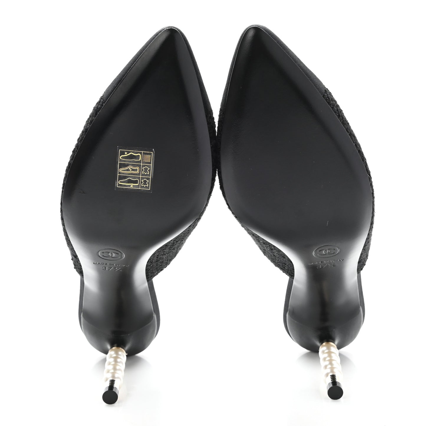 Tweed Grosgrain Cap Toe Pearl Mule 37.5 Black