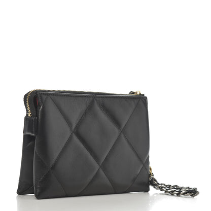 Chanel Shiny Goatskin Quilted Small Chanel 19 Pouch With Handle Black 3 of 8