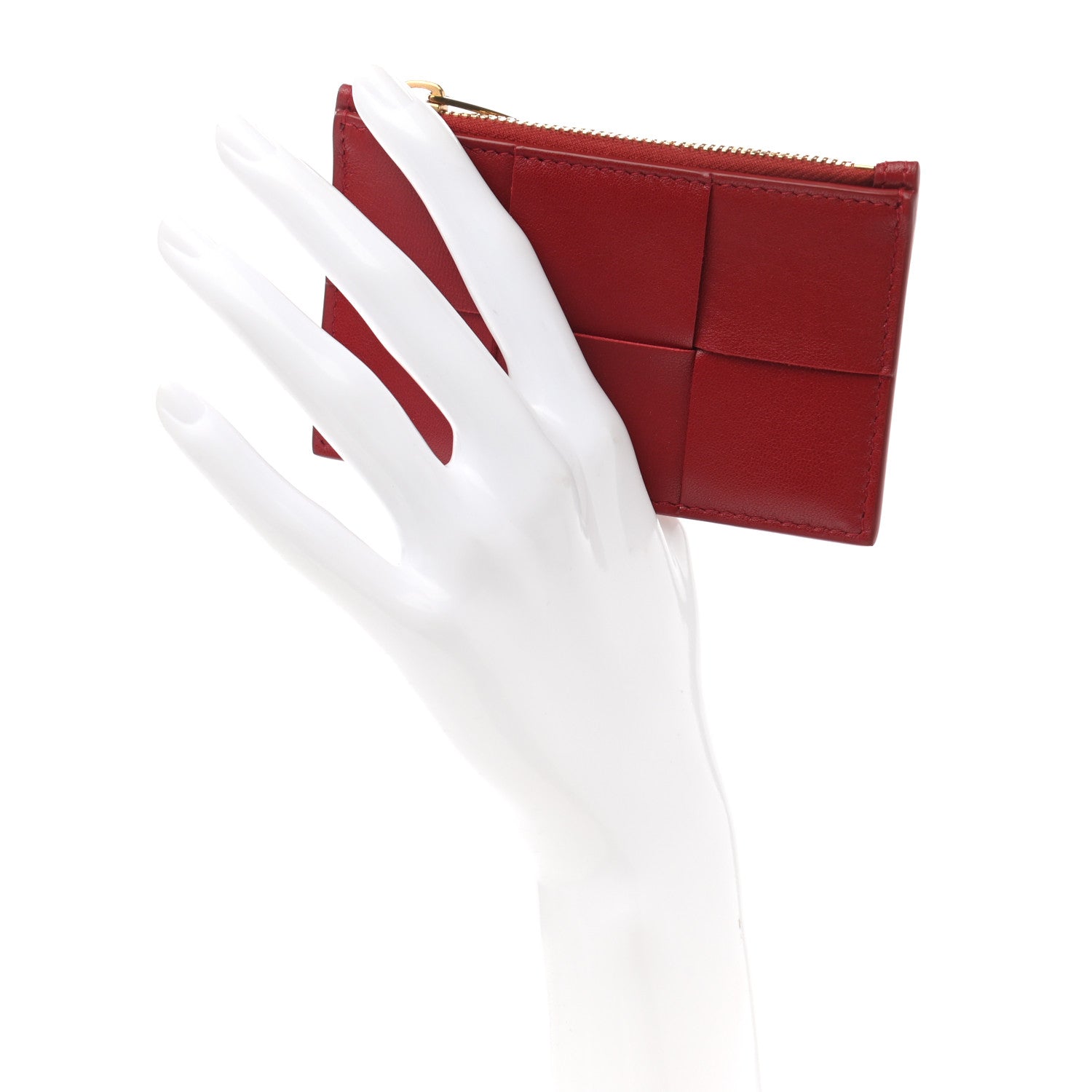 Bottega Veneta Nappa Maxi Intreccio Zipped Card Case Red 2 of 7