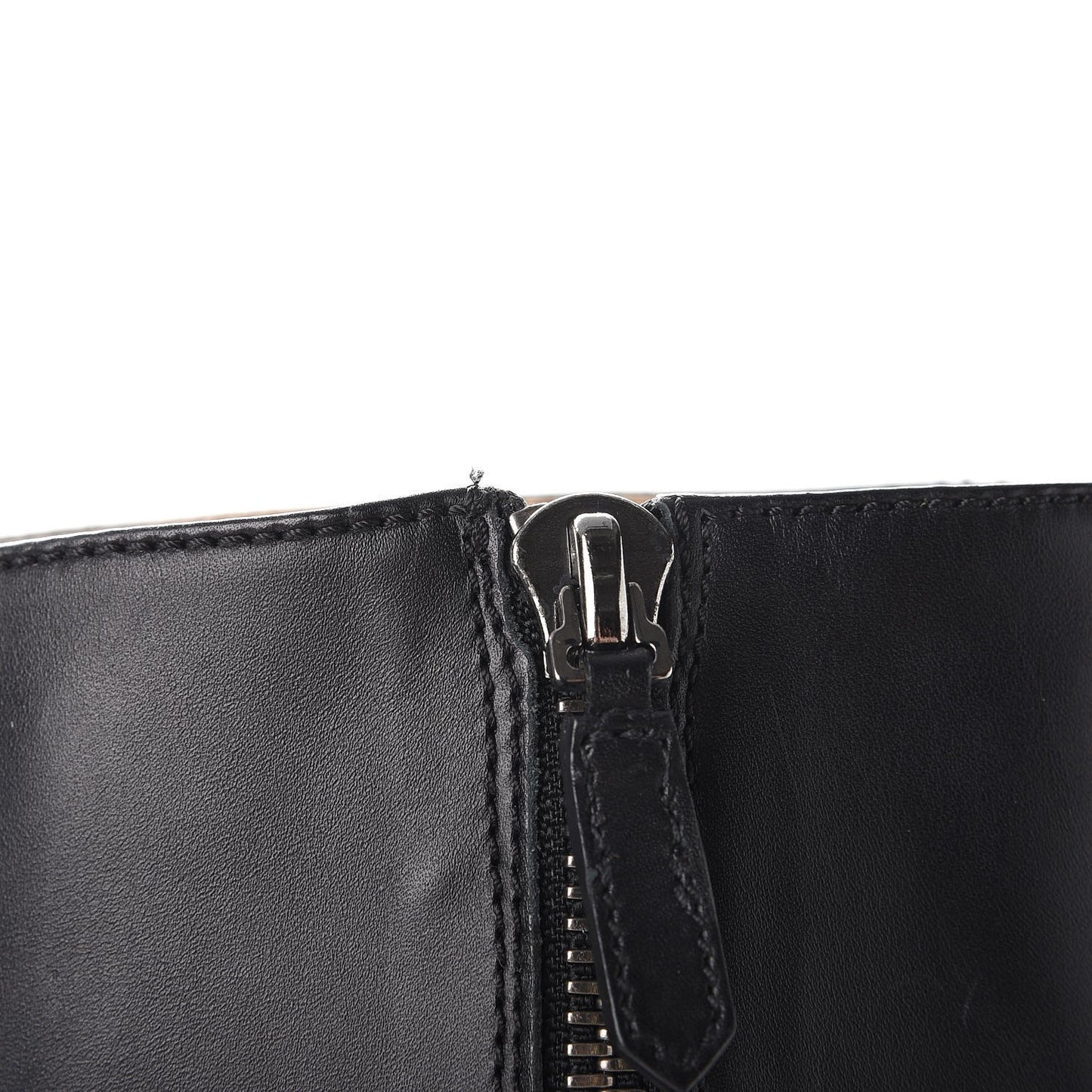 Calfskin Bow Lace Up Back Knee High Tall Boots 38.5 Black