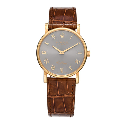 Rolex 18K Yellow Gold Alligator 32mm Cellini Manual Winding Watch Grey 5115 1 of 5