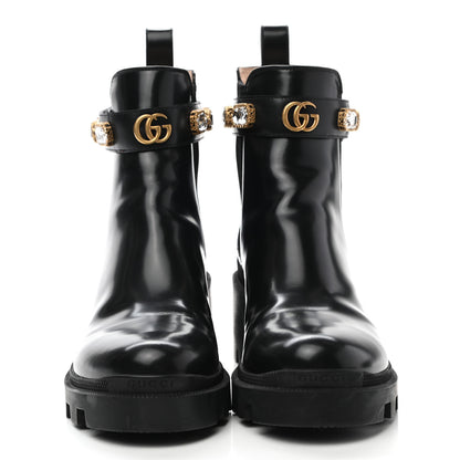 Gucci Calfskin Crystal GG Trip Chelsea Ankle Boots 39 Black 2 of 9