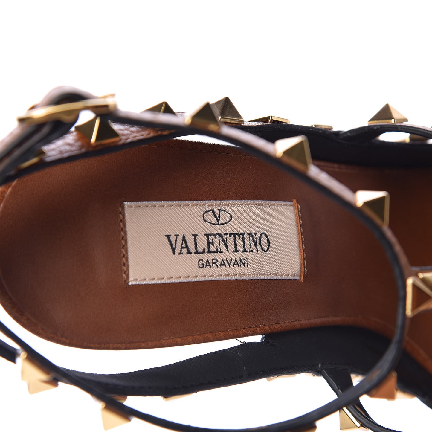 Pebbled Calfskin Rockstud Ankle Strap 100mm Pumps 37.5 Cuoio
