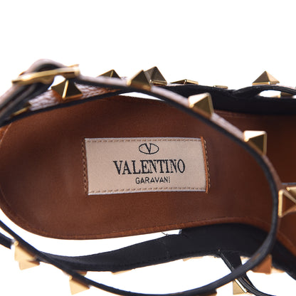 Valentino Garavani Pebbled Calfskin Rockstud Ankle Strap 100mm Pumps 37.5 Cuoio 7 of 9