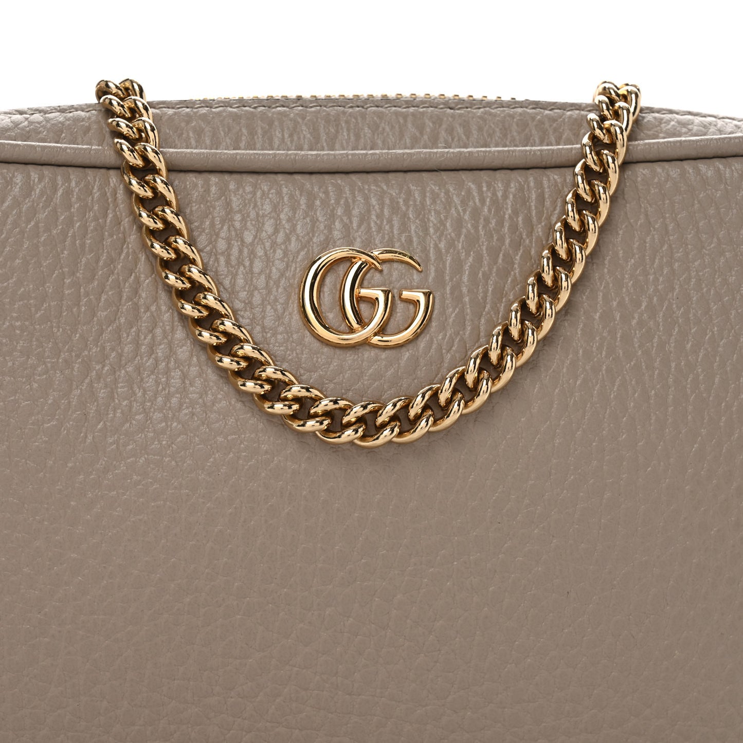 Dollar Calfskin Super Mini GG Marmont Chain Shoulder Bag Beige