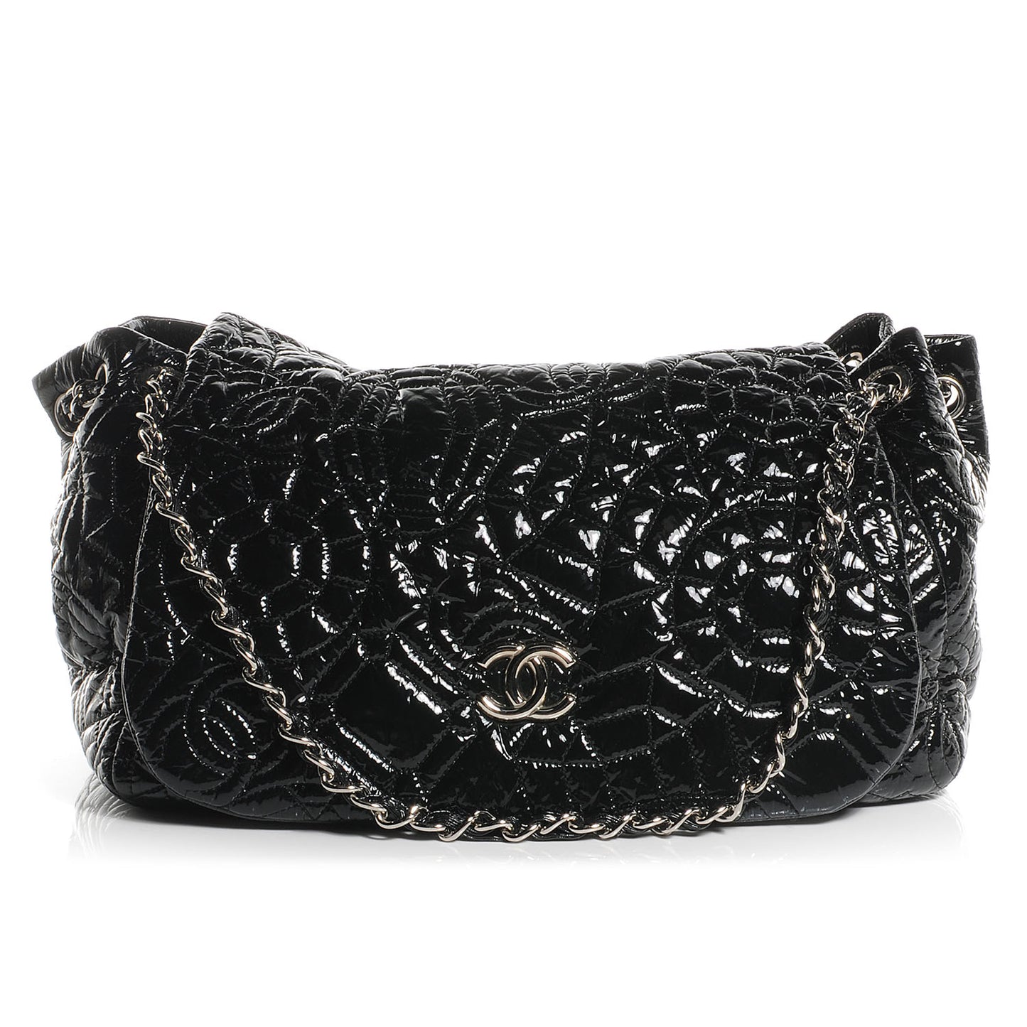 Vinyl Graphic Edge Accordion Flap Bag Black