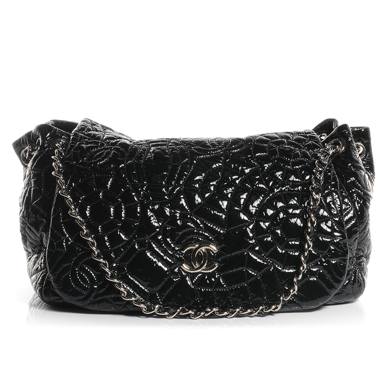 Chanel Vinyl Graphic Edge Accordion Flap Bag Black 1 of 7