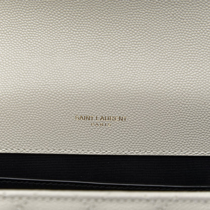 Saint Laurent Grain De Poudre Textured Mixed Matelasse Medium Triquilt Monogram Satchel Crema Soft 8 of 10