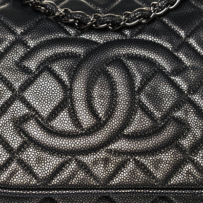 Chanel Metallic Caviar Quilted Timeless Accordion Flap Dark Silver 7 of 13