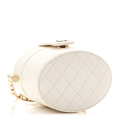 Chanel Lambskin Quilted Round Mini Vanity Case With Chain White 4 of 11