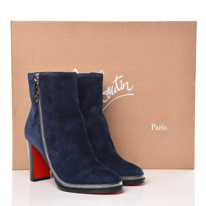 Christian Louboutin Veau Velours Telezip 85 Ankle Bootie 36 Marine Black Lucido 8 of 8