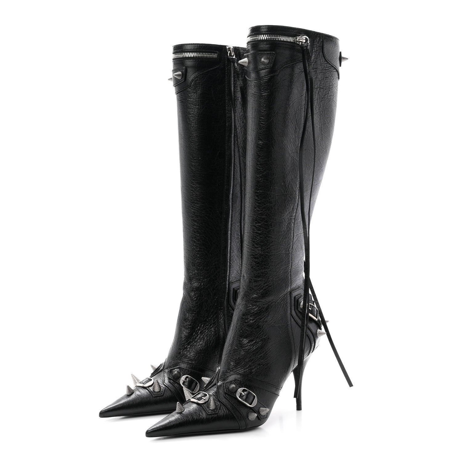 Balenciaga Agneau Arena Spike Spiked Cagole 90mm Boots 38 Black 4 of 10