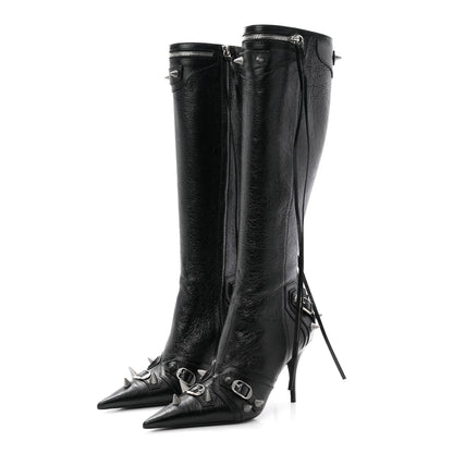 Balenciaga Agneau Arena Spike Spiked Cagole 90mm Boots 38 Black 4 of 10