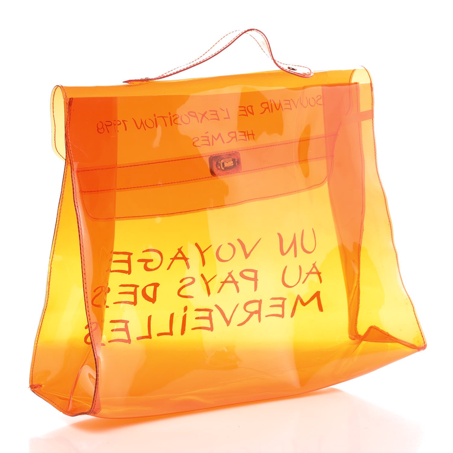 Hermes Vinyl Souvenir De L'Exposition Kelly Orange 3 of 14