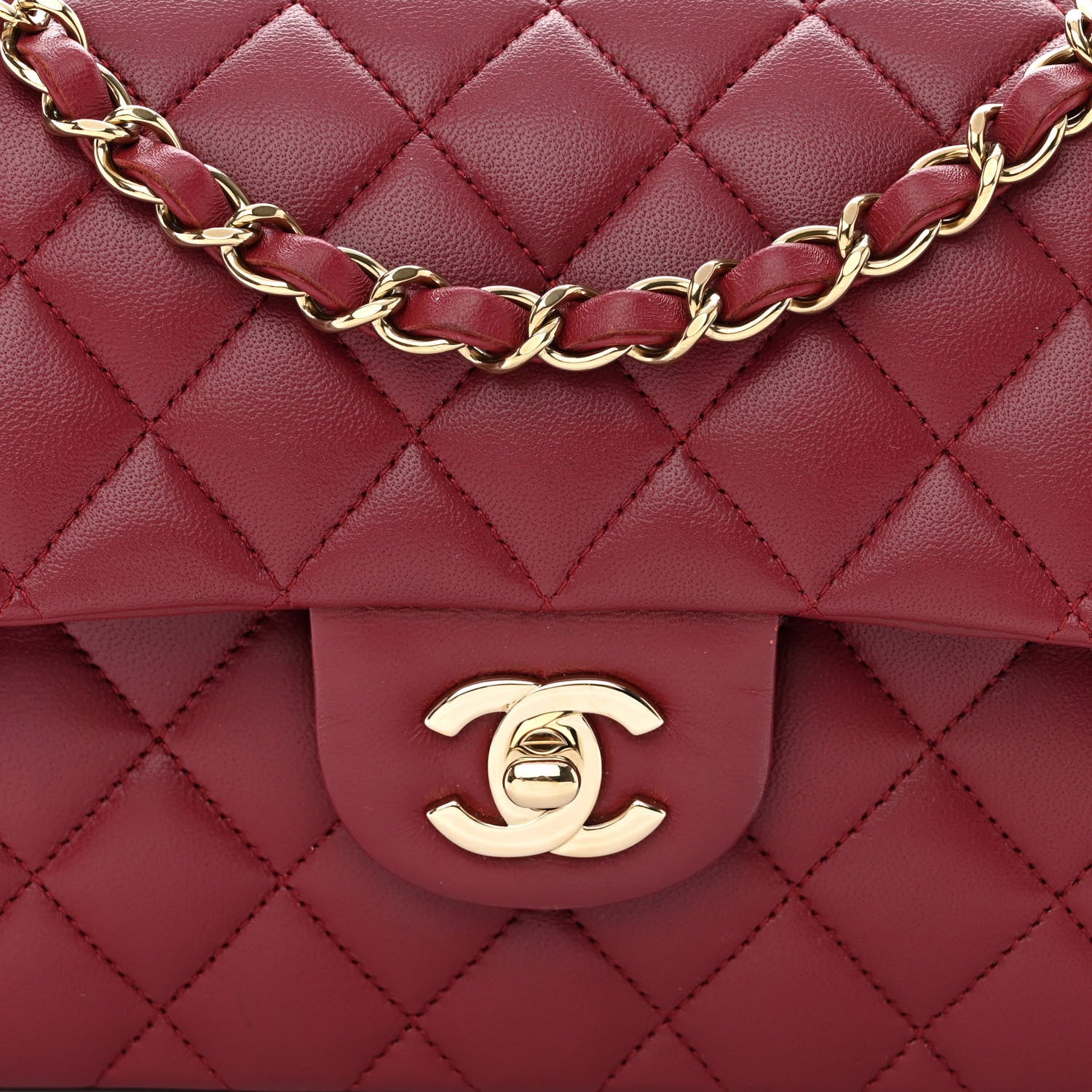Chanel Lambskin Quilted Small Double Flap Burgundy 8 of 11