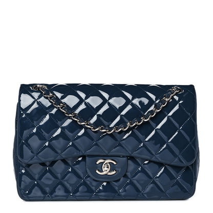 Chanel Patent Quilted Jumbo Double Flap Navy 1 of 10