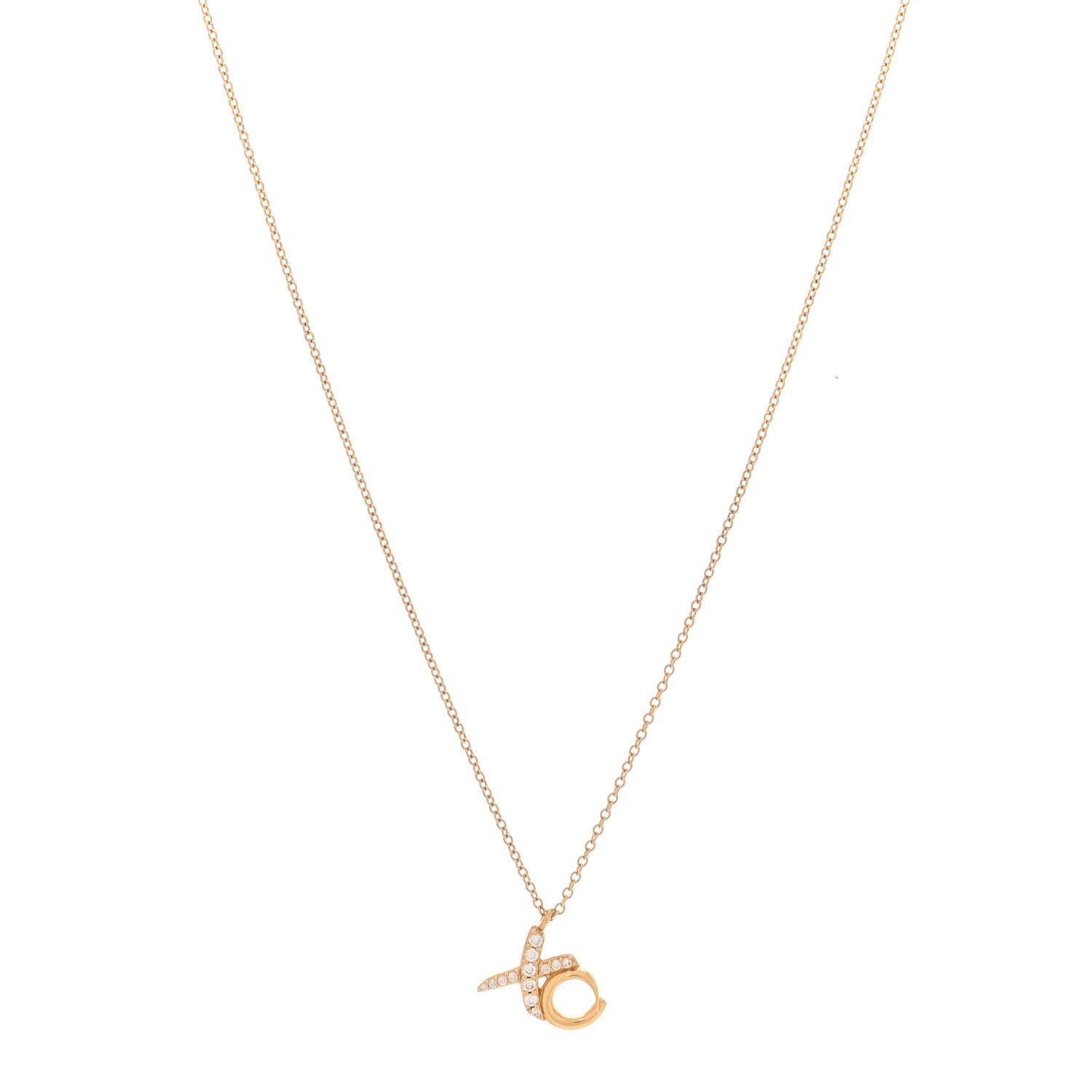 Tiffany 18K Yellow Gold Diamond Paloma Picasso Love & Kisses Pendant Necklace 1 of 6