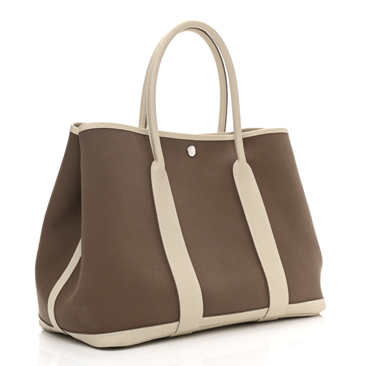 Hermes Toile Militaire Vache Country Garden Party 36 MM Tote Etoupe 2 of 9