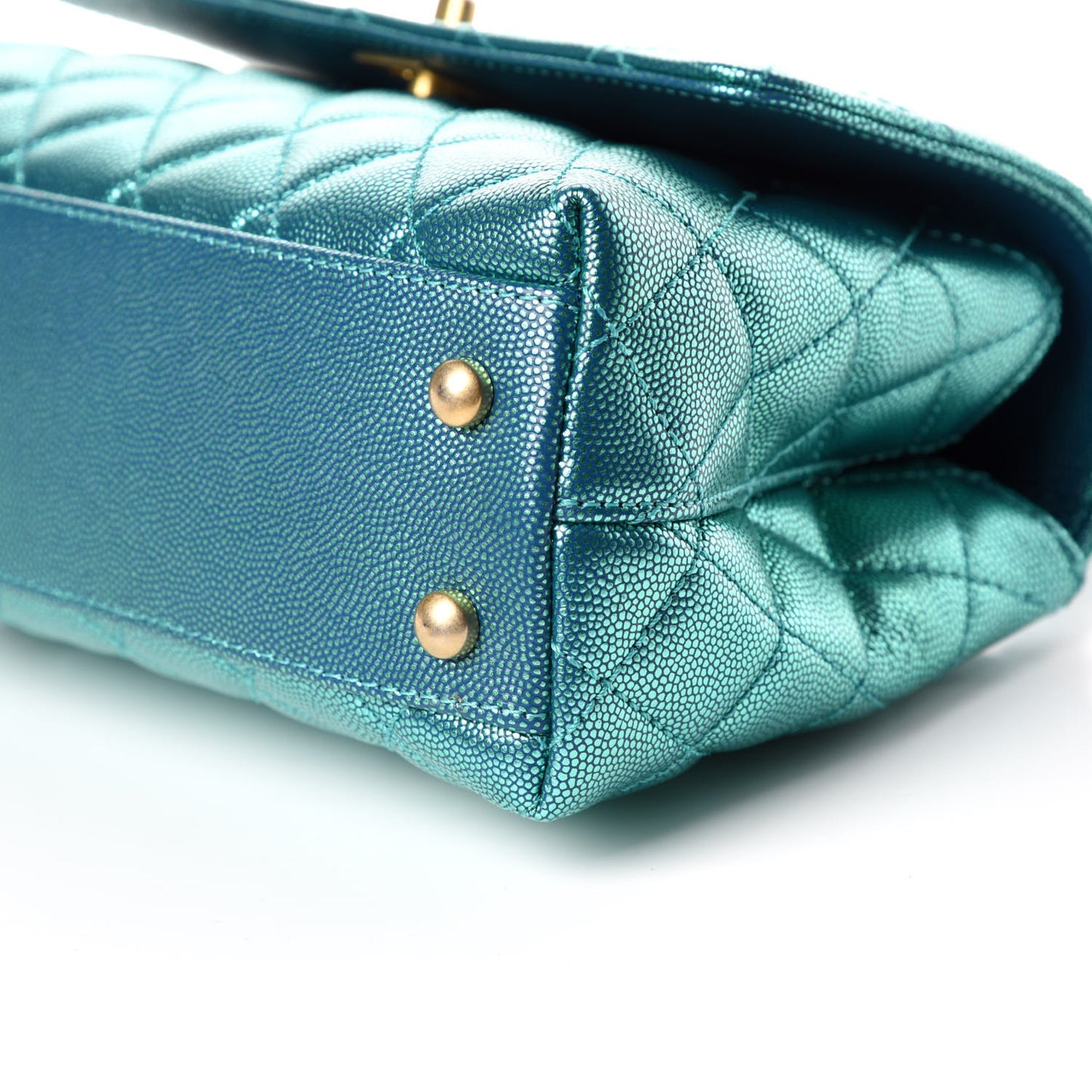 Metallic Caviar Quilted Mini Coco Handle Flap Blue