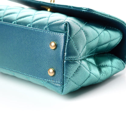 Chanel Metallic Caviar Quilted Mini Coco Handle Flap Blue 6 of 10