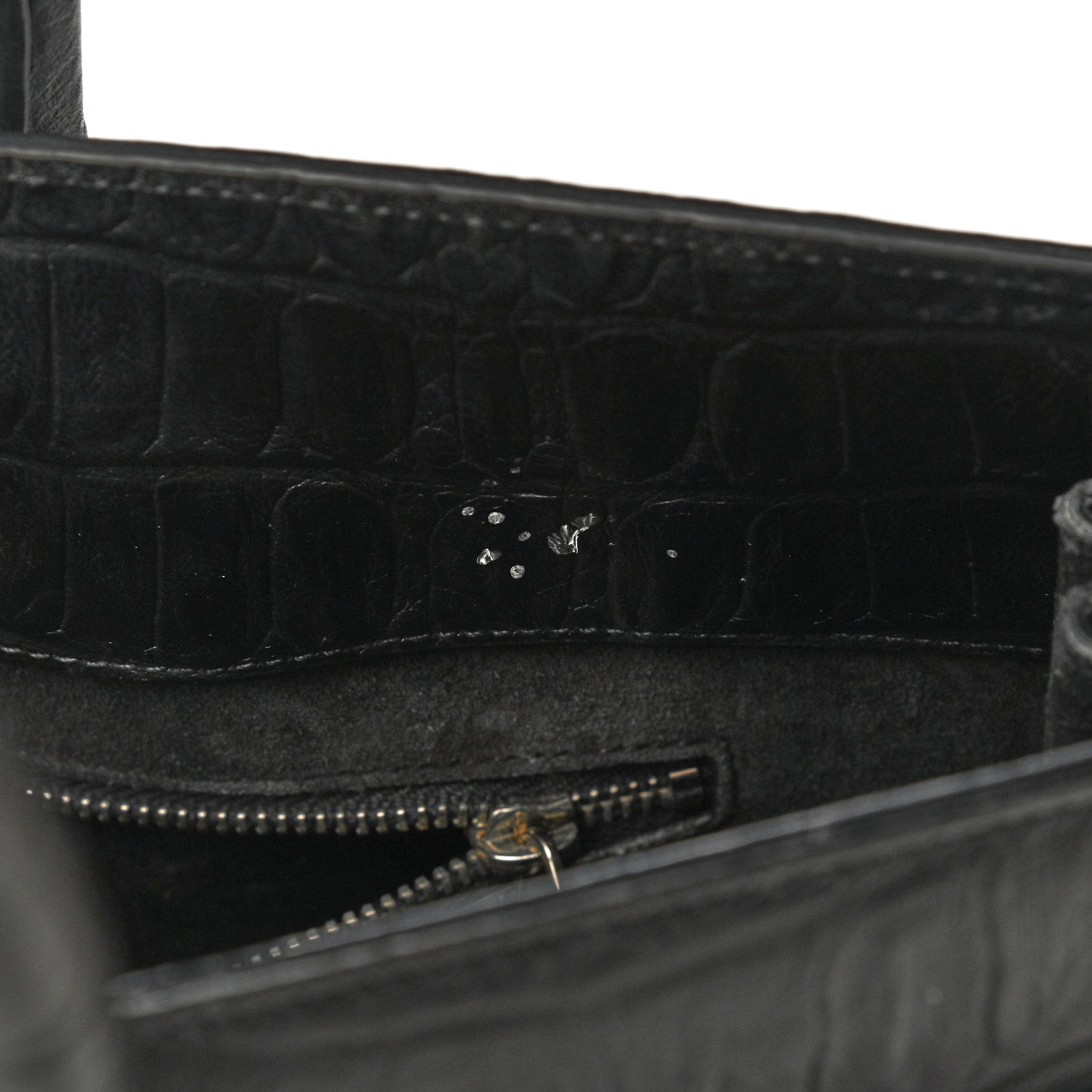 Saint Laurent Calfskin Crocodile Embossed Large Sac De Jour Carryall Black 24 of 25