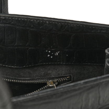 Saint Laurent Calfskin Crocodile Embossed Large Sac De Jour Carryall Black 24 of 25