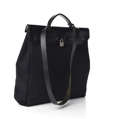 Hermes Toile Vache Calfskin Herbag 40 GM Bleu Marine 3 of 11