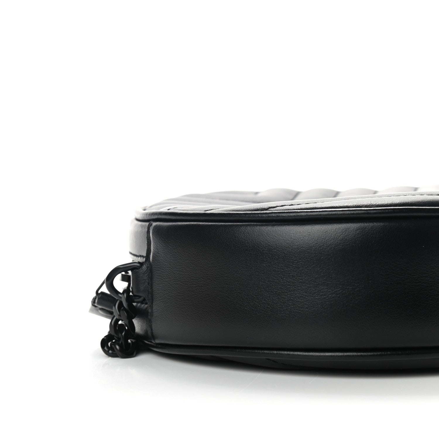 Saint Laurent Calfskin Matelasse Chevron Round Vinyle Camera Bag Black 7 of 9