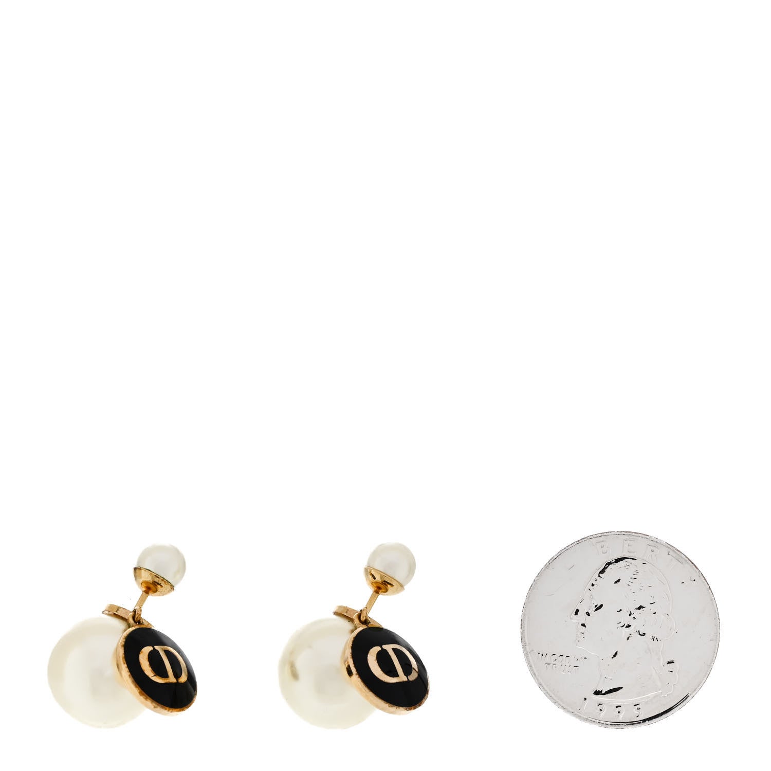 Christian Dior Pearl Logo Tribal Earrings Gold Black 2 of 4