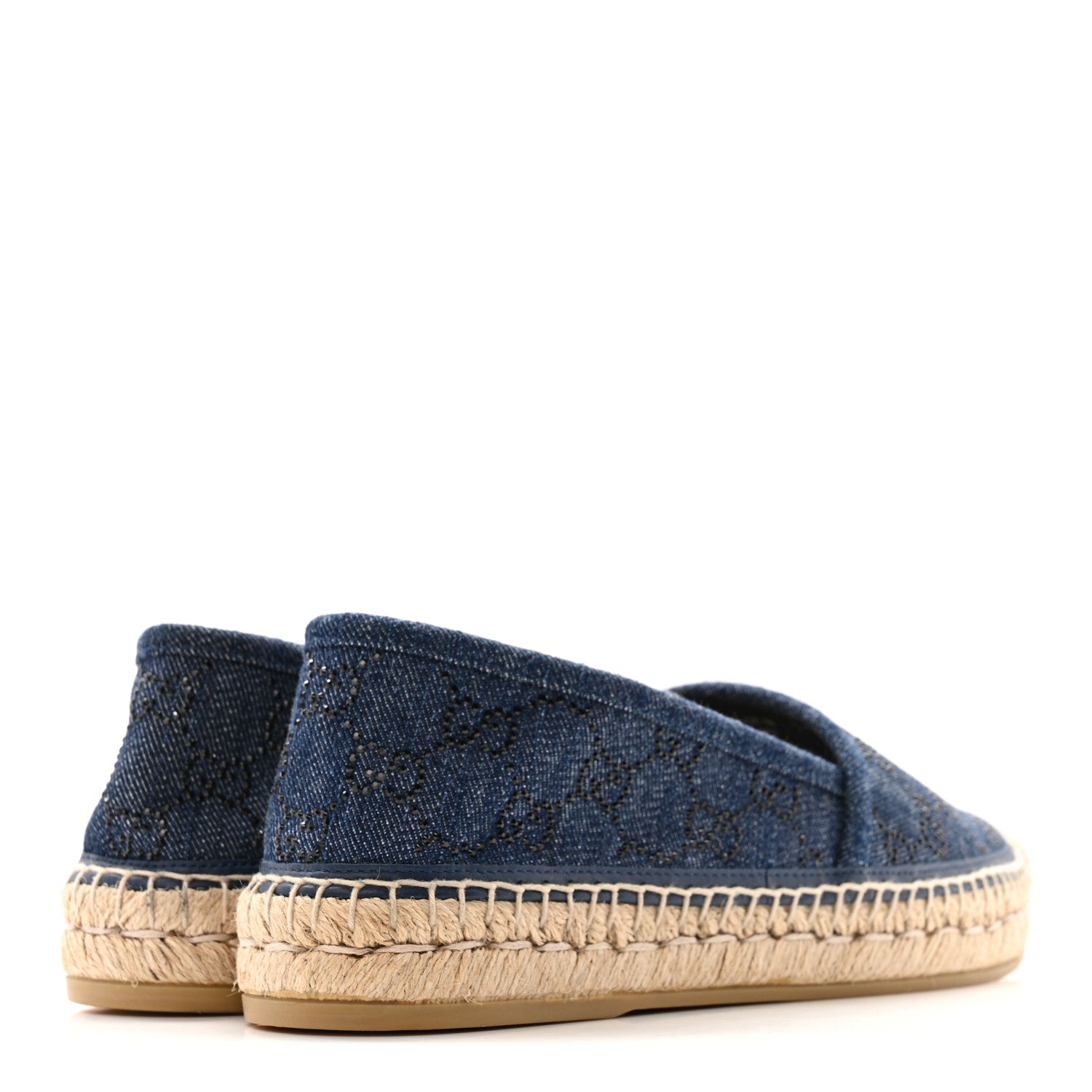 Gucci Denim Crystal GG Monogram Espadrilles 39 Blue 5 of 12
