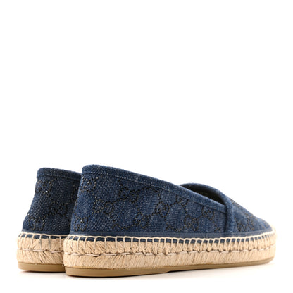 Gucci Denim Crystal GG Monogram Espadrilles 39 Blue 5 of 12