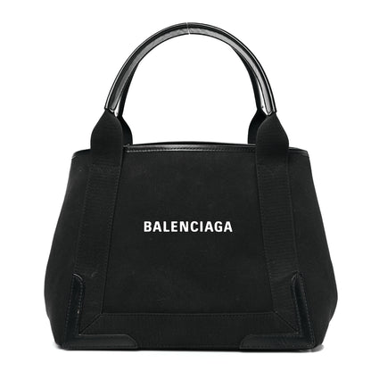 Balenciaga Cotton Canvas Calfskin S Navy Cabas Black 3 of 11