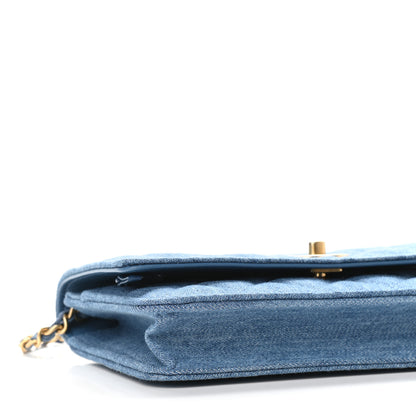 Chanel Denim Quilted CC Pearl Crush Wallet On Chain WOC Blue 8 of 9