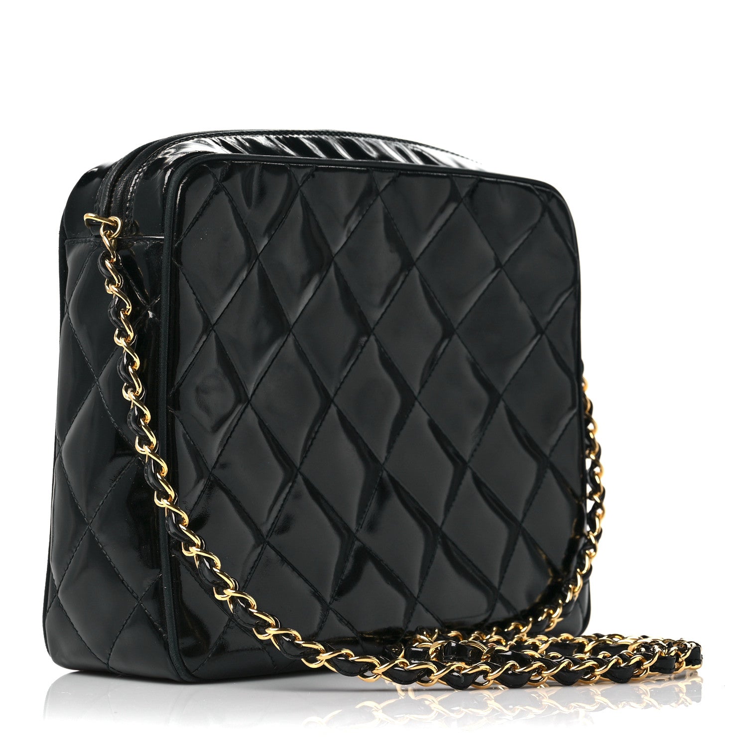 Chanel Patent Quilted Tassel Camera Case Black 2 of 9