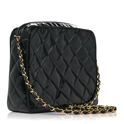 Chanel Patent Quilted Tassel Camera Case Black 2 of 9