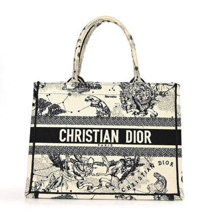 Christian Dior Canvas Zodiac Toile De Jouy Embroidered Medium Book Tote Latte 1 of 8