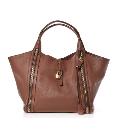 Tom Ford Pebbled Calfskin Amber Double Zip Tote Rose 1 of 8