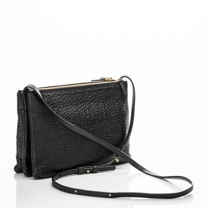 Celine Calfskin Astrakhan Embossed Large Trio Crossbody Bag Black 3 of 9