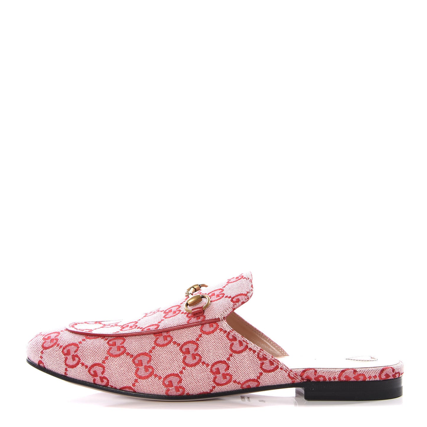 Canvas GG Monogram Horsebit Womens Princetown Slippers 40 Gardenia Hibiscus Red