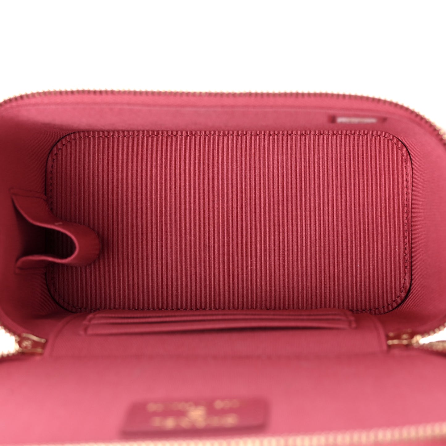 Lambskin Quilted Small Top Handle Vanity Case With Chain Dark Pink