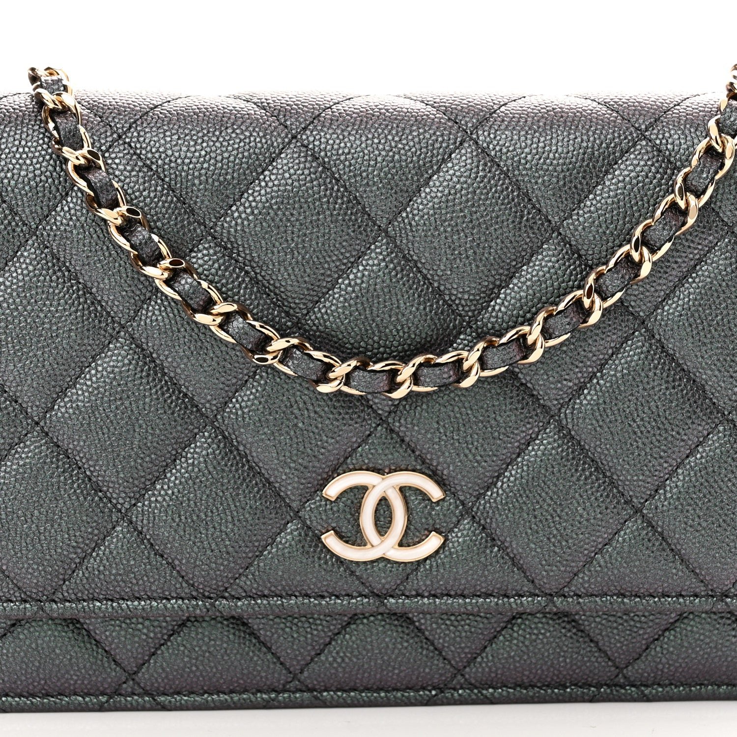 Chanel Iridescent Caviar Quilted Wallet On Chain WOC Black 8 of 10