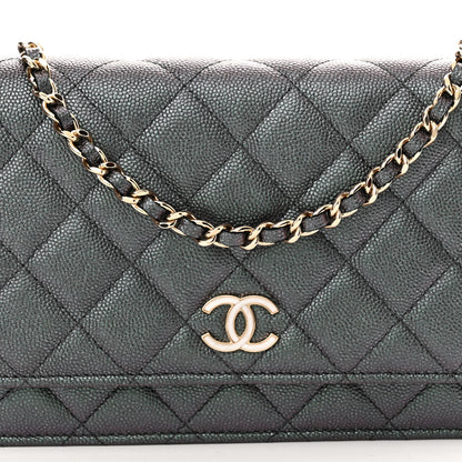 Chanel Iridescent Caviar Quilted Wallet On Chain WOC Black 8 of 10