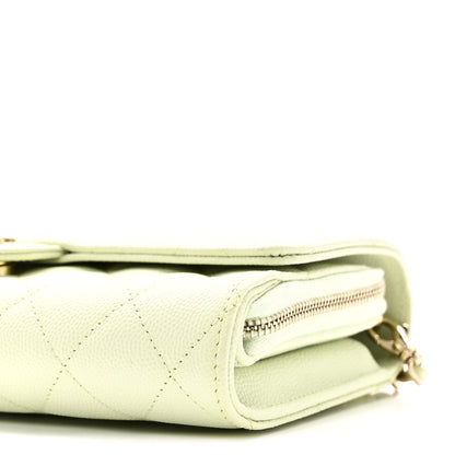 Chanel Caviar Quilted Phone Holder Wallet on Removable Chain Light Green 12 of 12